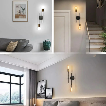 2-Light Ceiling Lamp with Black & Gold Design | Modern Flush Mount Chandelier for Soft Illumination