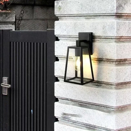 Modern Outdoor Wall Lamp with Geometric Glass Frame | Weatherproof Lighting for Patios and Entryways