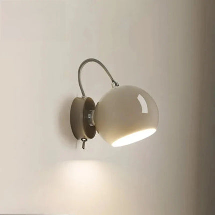 Nordic Cream Wall Lamp with Adjustable Dome Shade | Minimalist Lighting for Bedrooms and Home Offices