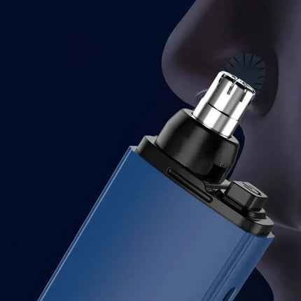 Nose Hair Trimmer with Stainless Steel Blades, Compact Electric Nostril Groomer in Blue or Black for Quick Daily Touch-Ups
