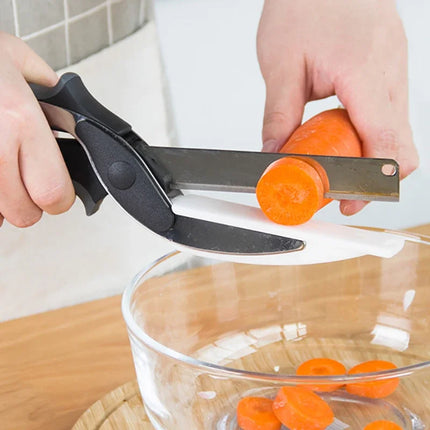 2-in-1 Cutting Board Scissors, Kitchen Shears with Slicing Surface for Vegetables, Bread and Meat, Cut Over the Plate