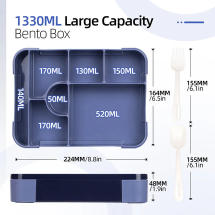 Large Capacity Bento Lunch Box with Leak-Proof Design | 1330ml Portable Meal Container for School and Work