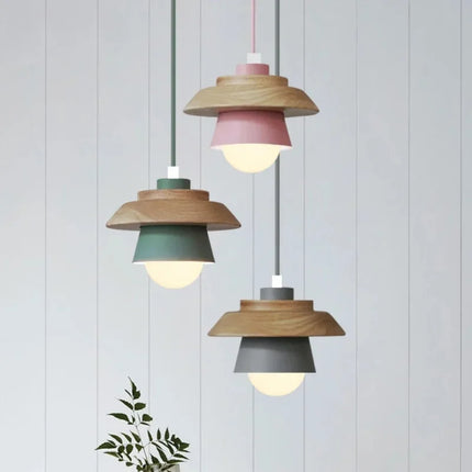 Nordic Wood Pendant Light with Warm Diffused Glow | Playful Macaron Design for Modern Home Decor