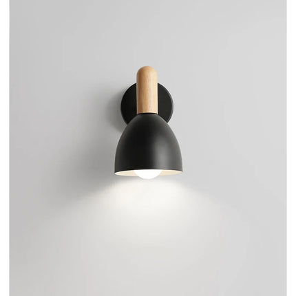Nordic Wooden Wall Lamp with Adjustable 360° Head | Stylish Lighting for Bedroom or Office