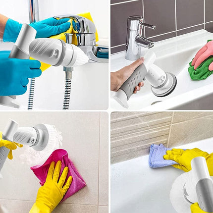 Electric Scrubbing Brush for Household Cleaning, Mains Powered Power Scrubber in Grey and Green with US, EU, AU and UK Plug Options