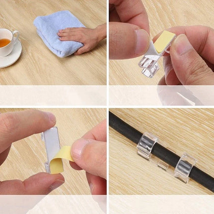Transparent Cable Clips with Strong Adhesive | Set of 20 for Tidy Organization