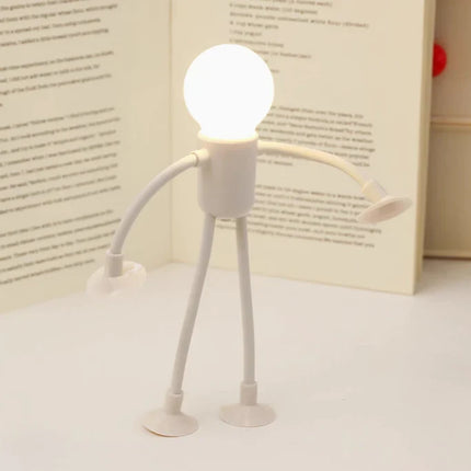 Poseable Figure Lamp with Bendable Arms and Suction Cup Feet, Battery Powered Desk Night Light for Bedrooms