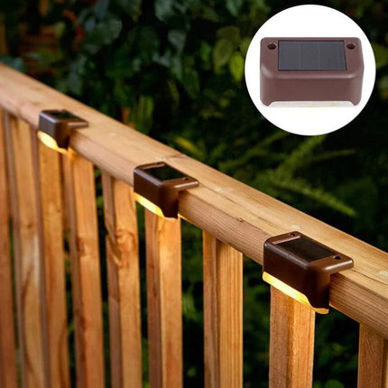 Solar Step Lights, IP44 Waterproof Outdoor Stair Lights with Dusk to Dawn Switching and Tape or Screw Mounting