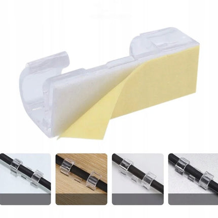 Transparent Cable Clips with Strong Adhesive | Set of 20 for Tidy Organization