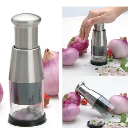 Vegetable Chopper with Collection Container, Manual Onion and Garlic Dicer for Fast Kitchen Prep