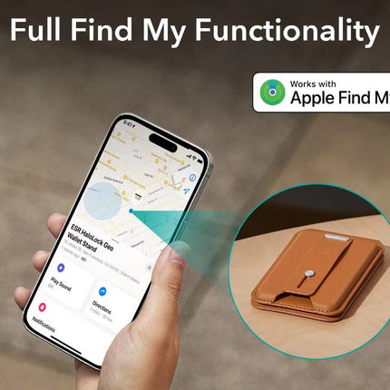 MagSafe Leather Card Holder for Phone, Magnetic Card Wallet with Finger Loop and Portrait or Landscape Stand