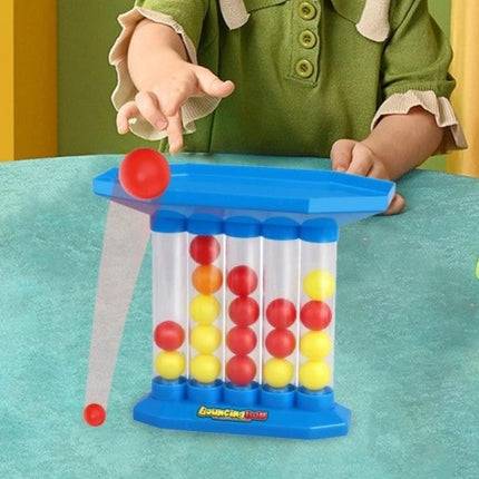 Four in a Row Bounce Ball Game, Turn-Based Bouncing Ball Set with Colorful Balls and Top Tray Grid for Kids and Family