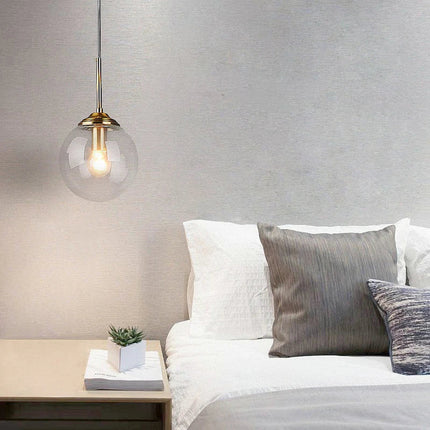 Modern Nordic Glass Globe Pendant Light with Adjustable Height | Warm Illumination for Stylish Spaces