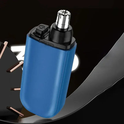 Nose Hair Trimmer with Stainless Steel Blades, Compact Electric Nostril Groomer in Blue or Black for Quick Daily Touch-Ups