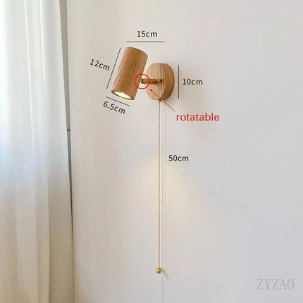 Adjustable Wall Lamp with Rotatable Spotlight | Retro Walnut & Brass Design for Soft Illumination