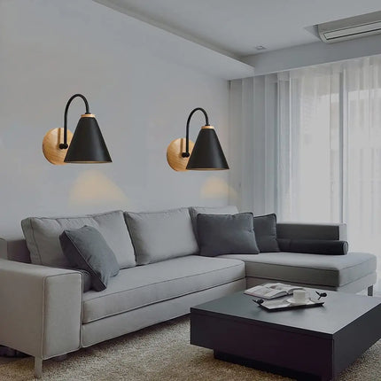 Nordic Wall Light with Solid Wood & Iron Design | Soft Illumination for Bedrooms and Living Spaces