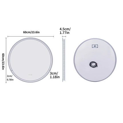 Round LED Bathroom Mirror with Anti-Fog & Dimmable Touch Control | Modern Frameless Design for Clear Reflections