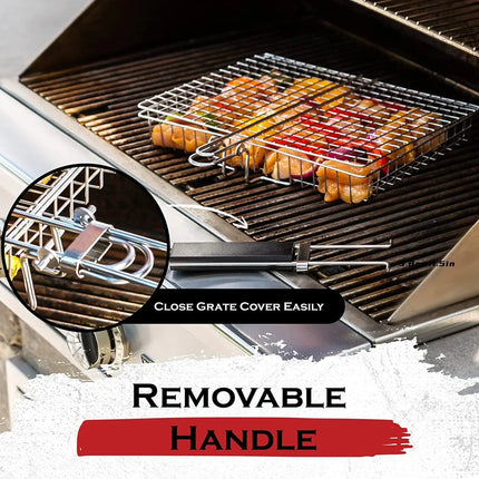 Grill Baskets Foldable Non Stick, Vegetable Grill Basket with Handle – image 4