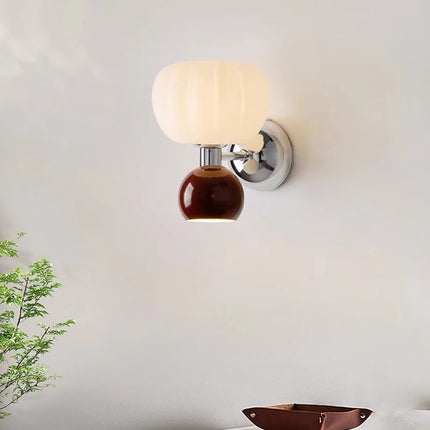 Nordic Pumpkin Wall Lamp with Sculptural Glass Shade | Soft Illumination for Contemporary Living Spaces