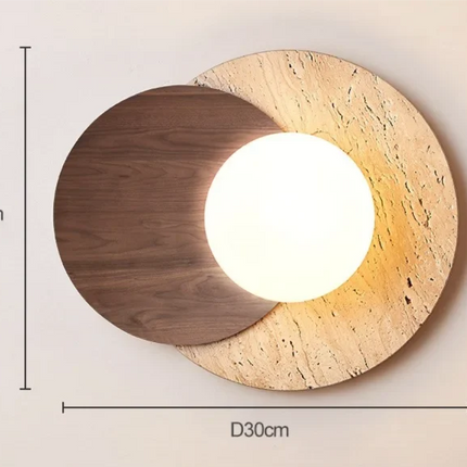 Wabi-Sabi Stone Wall Lamp with Soft Ambient Glow | Natural Stone and Wood Design for Serene Interiors
