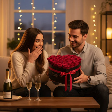 Artificial Flower Rose Box in Heart Shape for Lasting Indoor Decor | Elegant Gift for Mother's Day and Special Occasions
