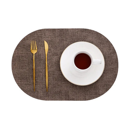 Oval Faux Leather Placemats with Heat Resistance & Non-Slip Surface | Stylish Table Protectors for Dining and Coffee Tables