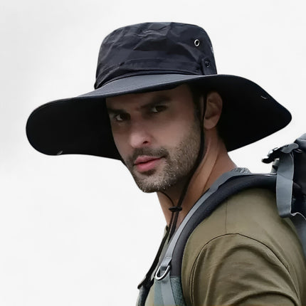 Sun Hats UV Protection, Fishing Hat with Breathable Mesh Panels and Drawstring, Beach Hat for Hiking and Camping
