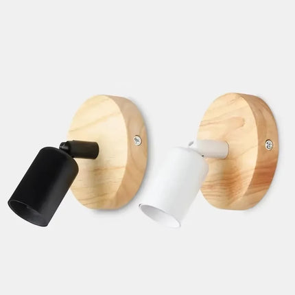 Vintage Wall Lamp with Adjustable 180° Head | Natural Wood & Metal Sconce for Cozy Lighting