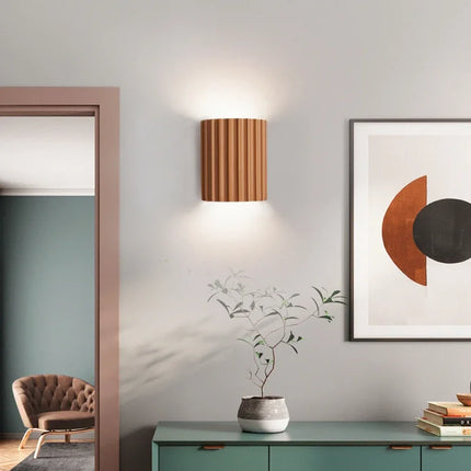 Nordic Modern Resin Wall Lamp with Ribbed Design | Soft Ambient Lighting for Home Décor