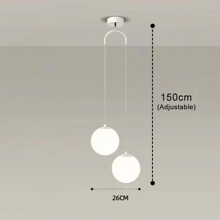 Scandinavian Pendant Light with Opal Glass Globes | Adjustable Ceiling Fixture for Warm Ambient Illumination