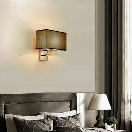 Wall Lamp with LED Reading Arm & Fabric Shade | Modern Dual Lighting Design for Bedside Comfort