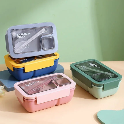 Leak-Proof Bento Lunch Box with Built-in Cutlery | Microwave & Dishwasher Safe for School and Office Meals