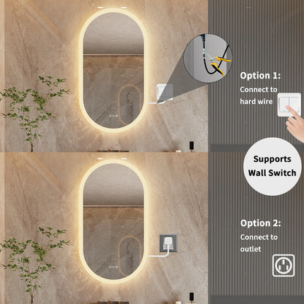 Oval LED Bathroom Mirror with Anti-Fog & Dimmable Lighting | Modern Wall-Mounted Design for Clear Reflections