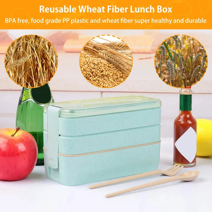 Eco-Friendly Bento Lunch Box with 3 Stackable Layers | 900 ml Leak-Proof Design for Kids' School Meals