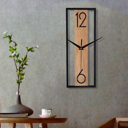 Modern Rectangular Wall Clock with Silent Sweep Movement | Minimalist Wood Grain Design for Peaceful Interiors
