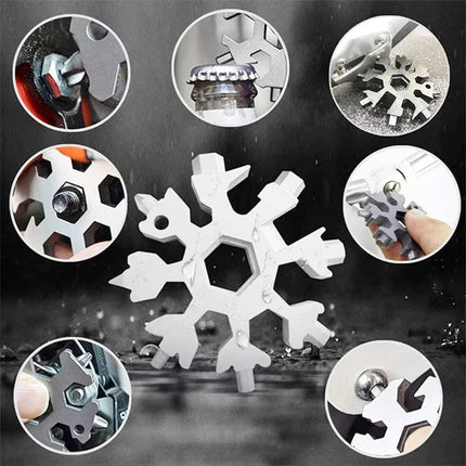 18-in-1 Snowflake Multi-Tool, Pocket Keychain Tool with Hex Wrenches, Screwdrivers and Bottle Opener for Bike Fixes