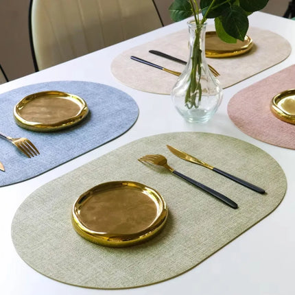 Oval Faux Leather Placemats with Heat Resistance & Non-Slip Surface | Stylish Table Protectors for Dining and Coffee Tables