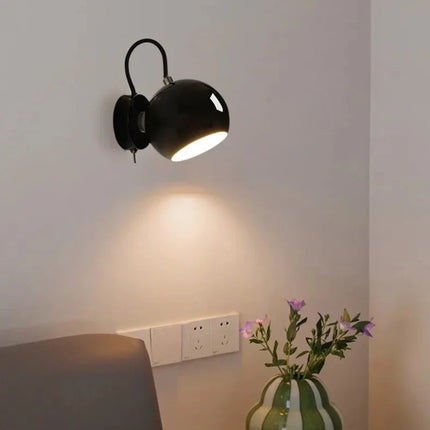 Nordic Cream Wall Lamp with Adjustable Dome Shade | Minimalist Lighting for Bedrooms and Home Offices