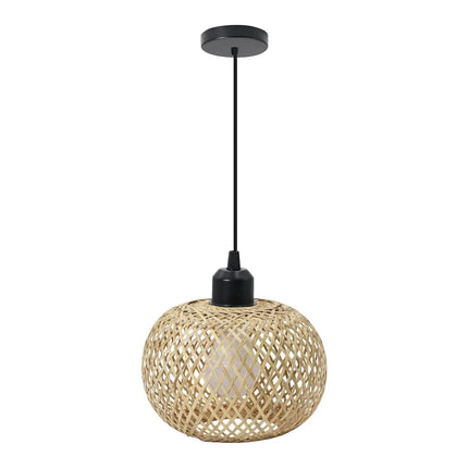 Bamboo Ceiling Lamp with Handwoven Design | Eco-Friendly LED Fixture for Warm Ambient Lighting