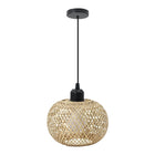 Flush Mount Ceiling Light, Bohemian Bamboo Dining Room Light Fixture, Handwoven Rattan Hallway Lighting for Bedroom_03