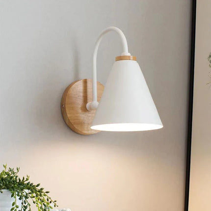 Nordic Wall Light with Solid Wood & Iron Design | Soft Illumination for Bedrooms and Living Spaces