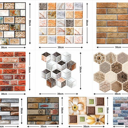 Self-Adhesive Wall Tiles for Easy Home Makeover | Decorative Design for Instant Style Upgrade (Set of 10)