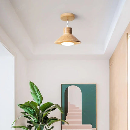 Ceiling Lamp with Natural Timber Finish & Rotatable Design | Modern Nordic Pendant Light for Soft Ambient Illumination