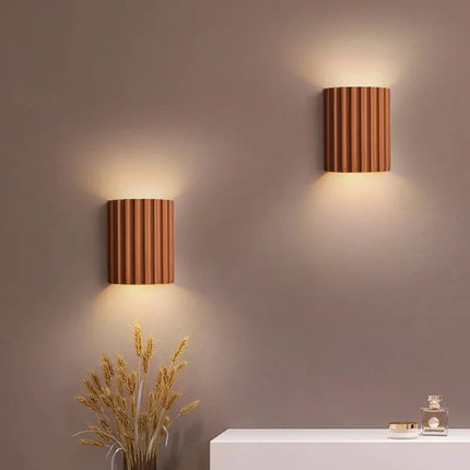 Nordic Modern Resin Wall Lamp with Ribbed Design | Soft Ambient Lighting for Home Décor