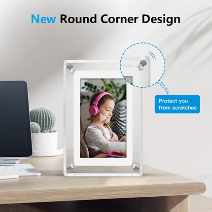 Digital Photo Frame with Acrylic Design & IPS Display | Portable 5-Inch Frame for Photos and Videos