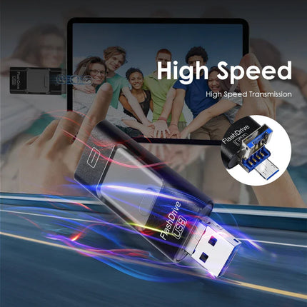 USB Flash Drive 3-in-1 for Phone, Tablet and Computer, USB 3.0 Memory Stick in 8GB to 256GB, 4 Colour Options