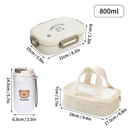 Portable Bento Lunch Box with 3 Removable Compartments | Leak-Proof Design for Kids and Adults on the Go
