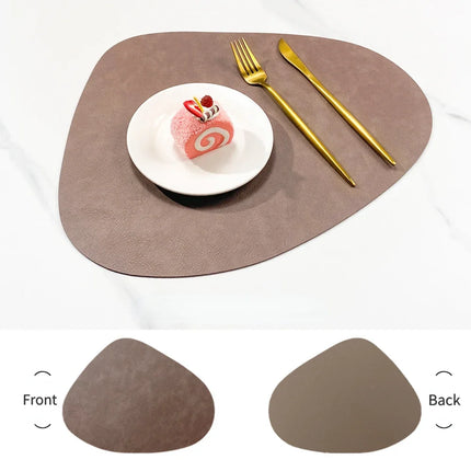 Double-Sided Faux Leather Placemats in Nordic Water Droplet Shape | Heat & Stain Resistant for Dining Tables