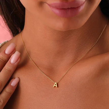 Initial Necklaces for Women, Dainty Gold Initial Necklace, Stainless Steel Pendant Necklace with Extender