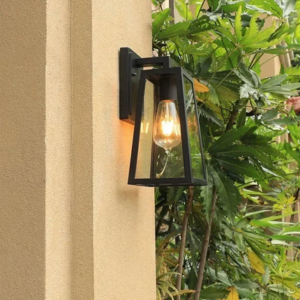 Modern Outdoor Wall Lamp with Geometric Glass Frame | Weatherproof Lighting for Patios and Entryways